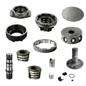 Aftermarket hydraulic motor spare parts for Poclain MS08 / MSE08, including housings, shaft and internal components