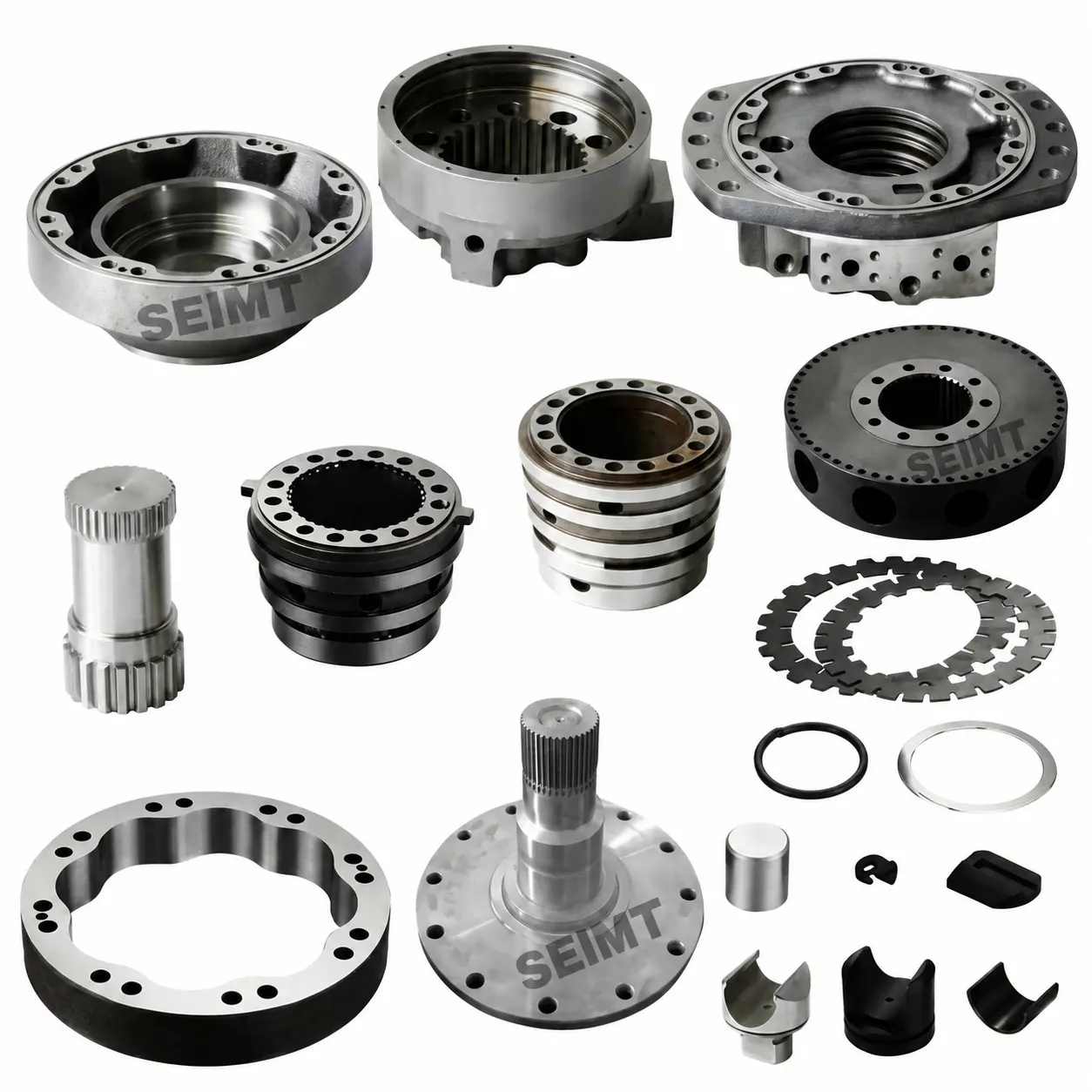 Aftermarket hydraulic motor spare parts for Poclain MS18 / MSE18, including housings, shaft and internal components